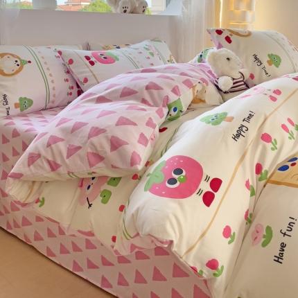 91家纺网 家纺一手货源 找家纺 （总）金丝鸟 2023新款全棉可爱卡通印花小清新四件套-第二批