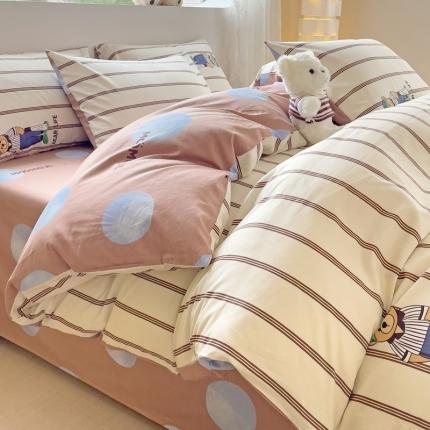 91家纺网 家纺一手货源 找家纺 （总）金丝鸟 2023新款全棉可爱卡通印花小清新四件套-第二批