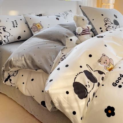 金丝鸟 2023新款全棉可爱卡通印花小清新四件套-第二批 斑点欢乐狗
