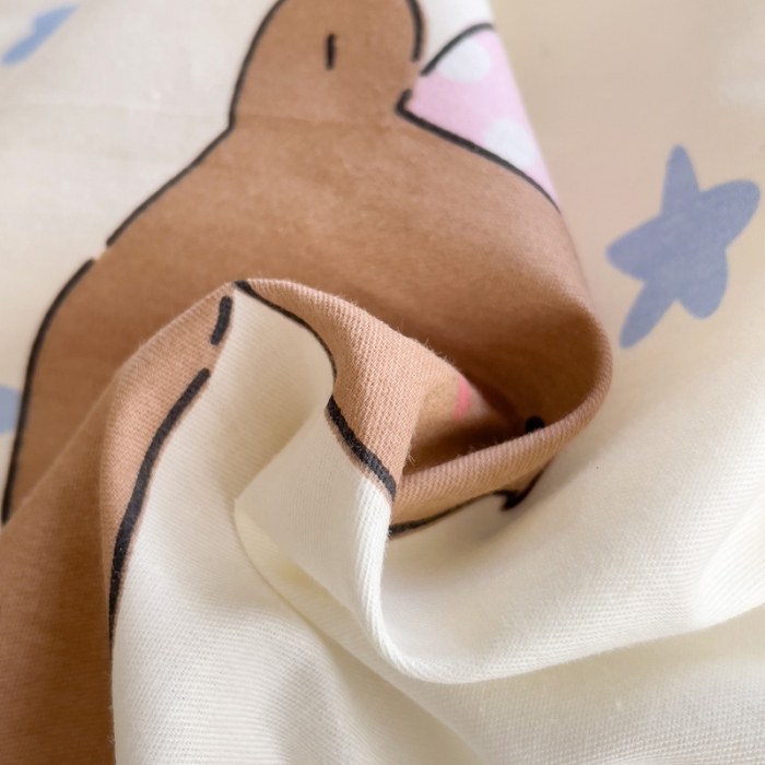 91家纺网 家纺一手货源 找家纺 金丝鸟 2023新款全棉可爱卡通印花小清新四件套-第二批 饼干熊