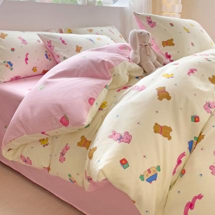 金丝鸟 2023新款全棉可爱卡通印花小清新四件套-第二批 动物运动会