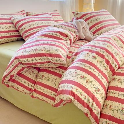 金丝鸟 2023新款全棉可爱卡通印花小清新四件套-第二批 欢乐草莓兔