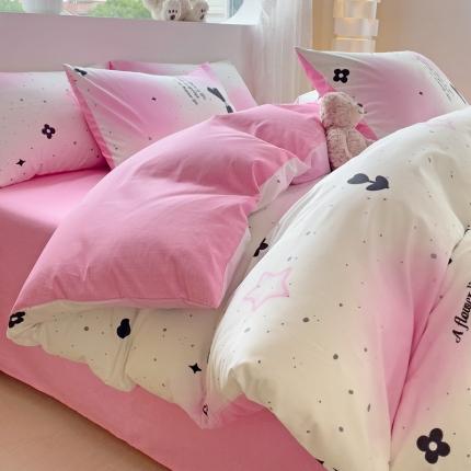 金丝鸟 2023新款全棉可爱卡通印花小清新四件套-第二批 亮丽蝴蝶结