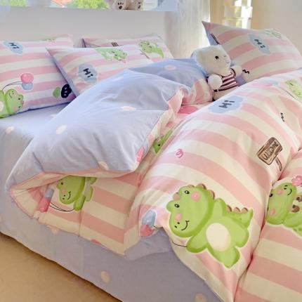 金丝鸟 2023新款全棉可爱卡通印花小清新四件套-第二批 气球小鳄鱼