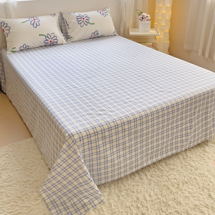 91家纺网 家纺一手货源 找家纺 金丝鸟 2023新款全棉可爱卡通印花小清新四件套-第二批 清雅蓝花