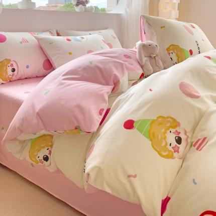 金丝鸟 2023新款全棉可爱卡通印花小清新四件套-第二批 小丑马戏团