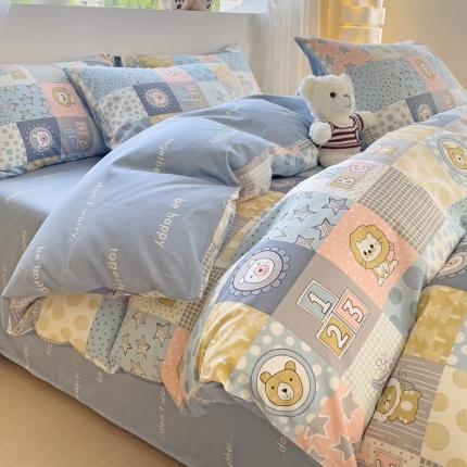 金丝鸟 2023新款全棉可爱卡通印花小清新四件套-第二批 小格狮子