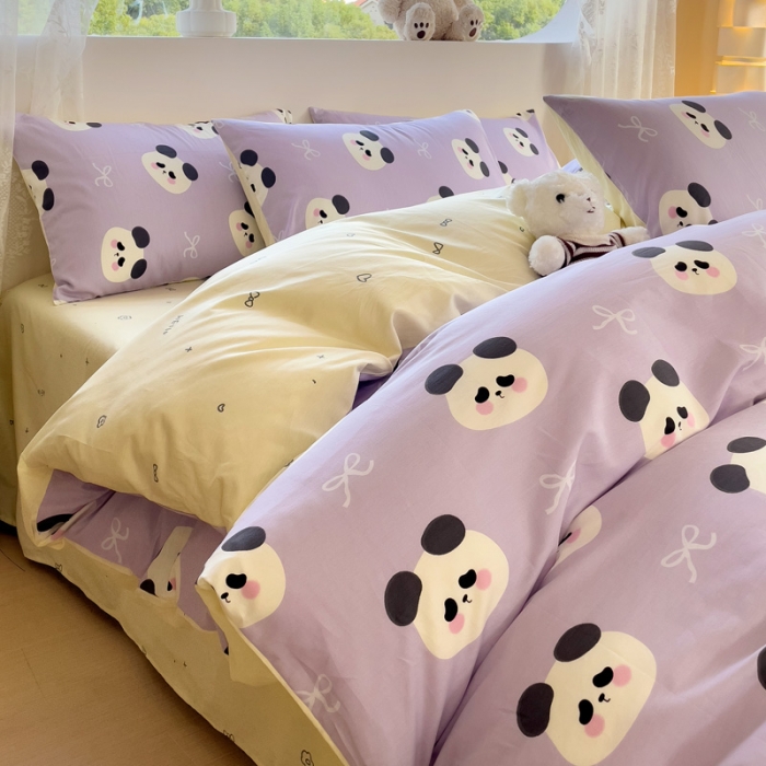 91家纺网 家纺一手货源 找家纺 金丝鸟 2023新款全棉可爱卡通印花小清新四件套-第二批 熊猫小雪糕