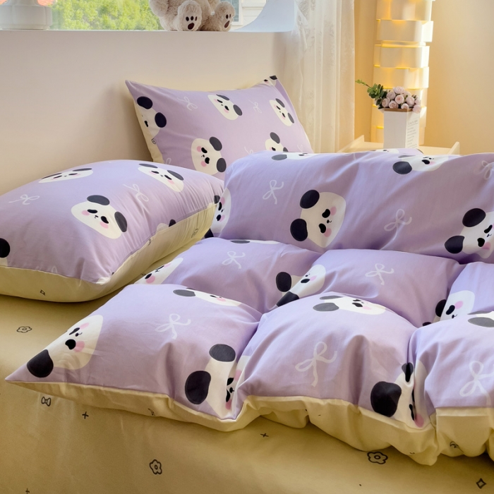 91家纺网 家纺一手货源 找家纺 金丝鸟 2023新款全棉可爱卡通印花小清新四件套-第二批 熊猫小雪糕