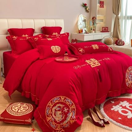 91家纺网 家纺一手货源 找家纺 （总）欧乐蒂 2025新款亲肤棉刺绣婚庆四件套