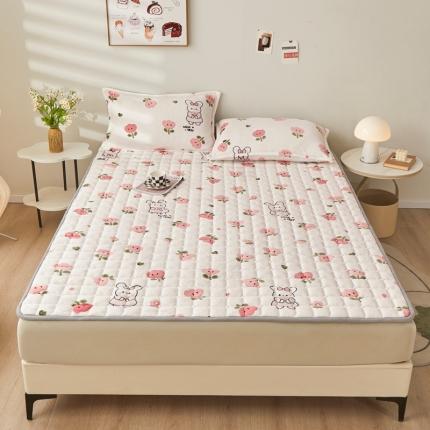 91家纺网 家纺一手货源 找家纺 雅萱 2023新款大豆牛奶绒成人床护垫 床垫-花间兔