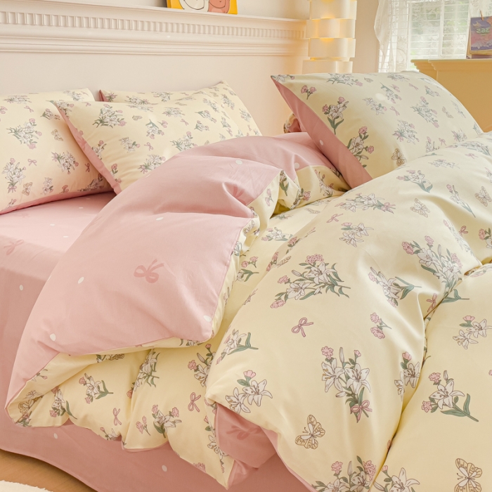 91家纺网 家纺一手货源 找家纺 金丝鸟家纺 2023新款全棉小清新四件套-第三批 蝶恋花