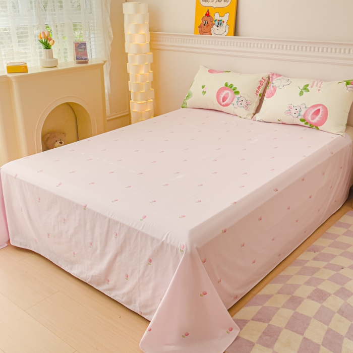 91家纺网 家纺一手货源 找家纺 金丝鸟家纺 2023新款全棉小清新四件套-第三批 粉色大草莓兔