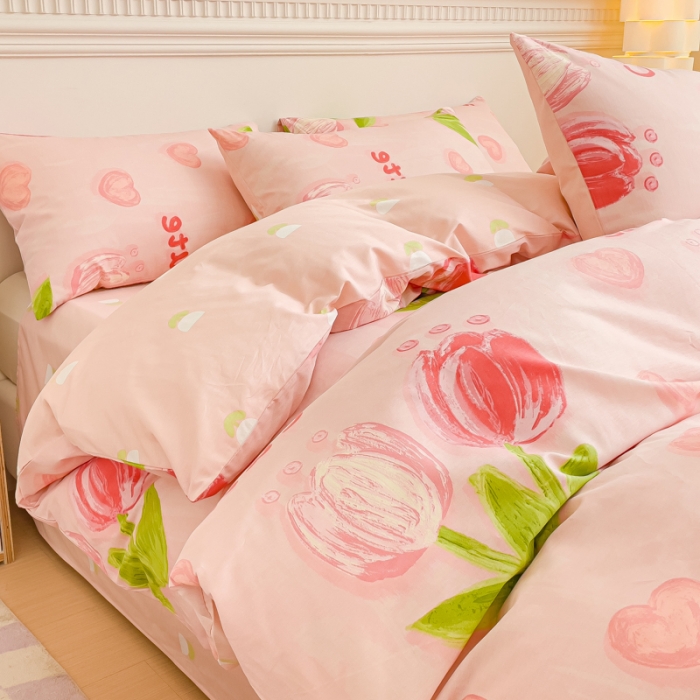 91家纺网 家纺一手货源 找家纺 金丝鸟家纺 2023新款全棉小清新四件套-第三批 浪漫满屋