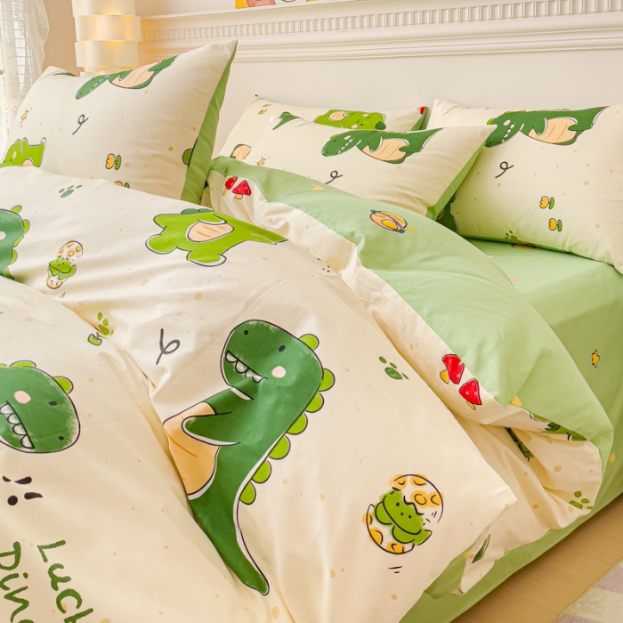 91家纺网 家纺一手货源 找家纺 金丝鸟家纺 2023新款全棉小清新四件套-第三批 破壳龙