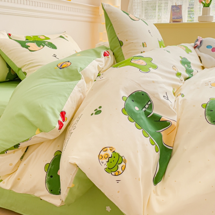 91家纺网 家纺一手货源 找家纺 金丝鸟家纺 2023新款全棉小清新四件套-第三批 破壳龙