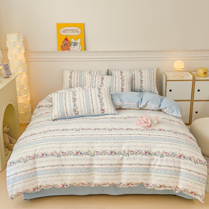 91家纺网 家纺一手货源 找家纺 金丝鸟家纺 2023新款全棉小清新四件套-第三批 田园花语