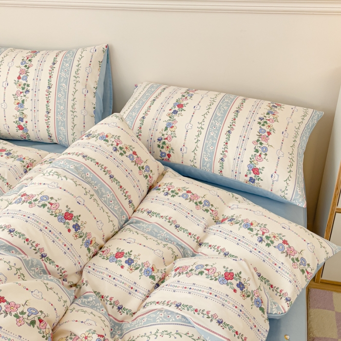 91家纺网 家纺一手货源 找家纺 金丝鸟家纺 2023新款全棉小清新四件套-第三批 田园花语