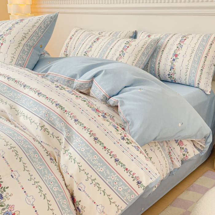 91家纺网 家纺一手货源 找家纺 金丝鸟家纺 2023新款全棉小清新四件套-第三批 田园花语