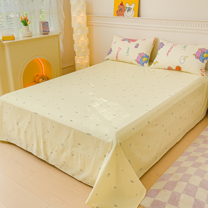 91家纺网 家纺一手货源 找家纺 金丝鸟家纺 2023新款全棉小清新四件套-第三批 跳舞的恐龙