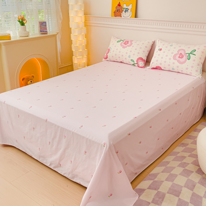 91家纺网 家纺一手货源 找家纺 金丝鸟家纺 2023新款全棉小清新四件套-第三批 向阳樱桃