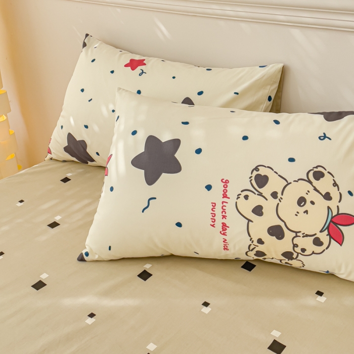 91家纺网 家纺一手货源 找家纺 金丝鸟家纺 2023新款全棉小清新四件套-第三批 星星奶狗