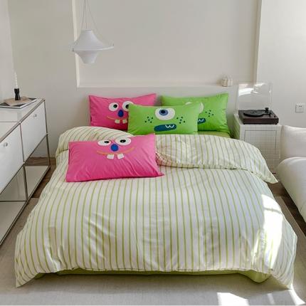 91家纺网 家纺一手货源 找家纺 蓝邻 2024年新款全棉多巴胺毛巾绣四件套系列 知予-嫩绿