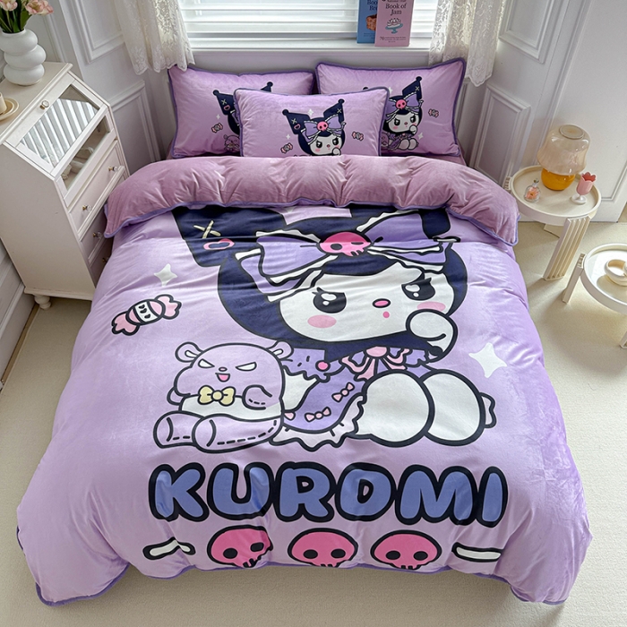 91家纺网 家纺一手货源 找家纺 （总）蘭菲家纺 2023新款宝宝绒卡通印花四件套被套枕套