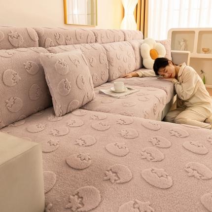 91家纺网 家纺一手货源 找家纺 沐沐 2026新款柿柿如意沙发笠 少女粉