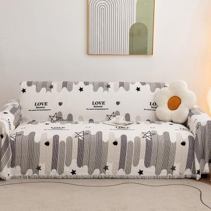 91家纺网 家纺一手货源 找家纺 沐沐 2026新款雪尼尔印花沙发巾 琉璃-灰