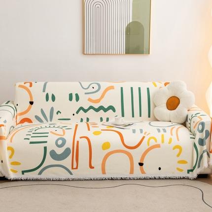 沐沐 2026新款雪尼尔印花沙发巾 炫彩缤纷