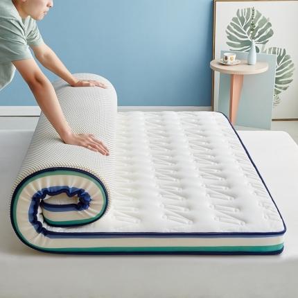 纺孚床垫 2024新款立体乳胶床垫彩边（过年不打烊） 立体床垫蓝绿星空白