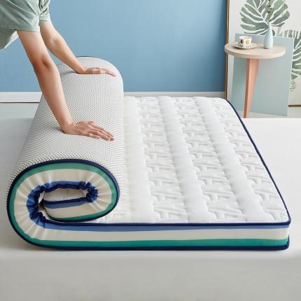 纺孚床垫 2024新款立体乳胶床垫彩边（过年不打烊） 立体床垫蓝绿英伦白