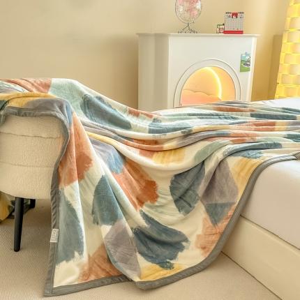 91家纺网 家纺一手货源 找家纺 简宜家居 2023新款牛奶绒印花四季毯一毯多用毛毯 艺术家