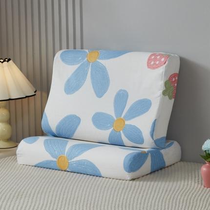 91家纺网 家纺一手货源 找家纺 翎盈家纺 2023新款全棉小清新乳胶枕专用枕套 草莓花朵