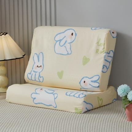 91家纺网 家纺一手货源 找家纺 翎盈家纺 2023新款全棉小清新乳胶枕专用枕套 可爱兔