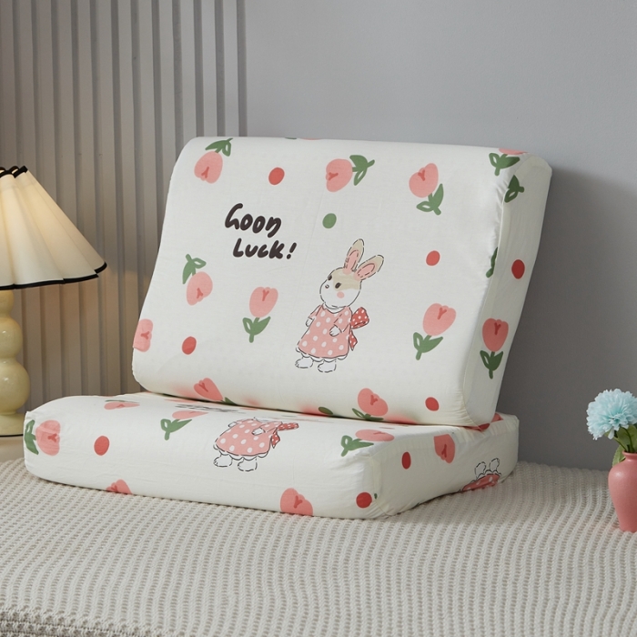 91家纺网 家纺一手货源 找家纺 翎盈家纺 2023新款全棉小清新乳胶枕专用枕套 雨沫