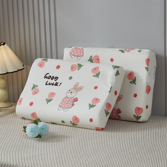 91家纺网 家纺一手货源 找家纺 翎盈家纺 2023新款全棉小清新乳胶枕专用枕套 雨沫