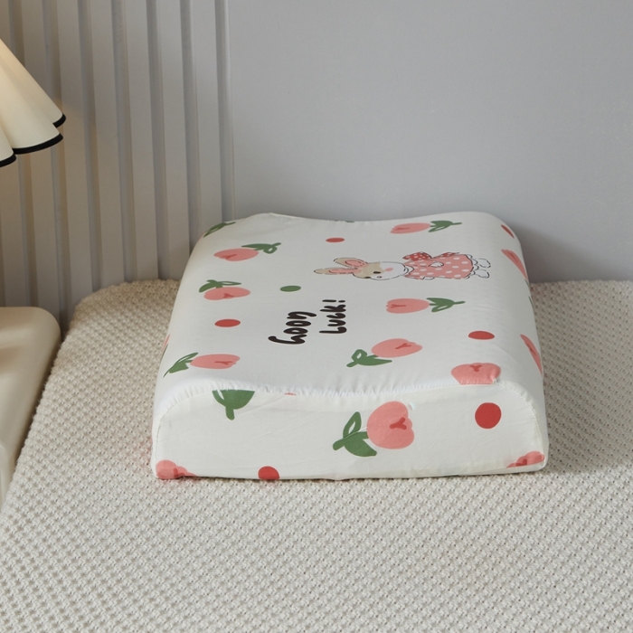 91家纺网 家纺一手货源 找家纺 翎盈家纺 2023新款全棉小清新乳胶枕专用枕套 雨沫