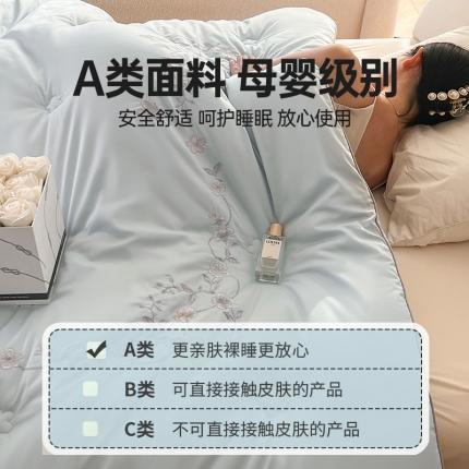 91家纺网 家纺一手货源 找家纺 歌历斯家纺 2023新款亲肤舒适A类60s全棉绣花款被子被芯 蓝色