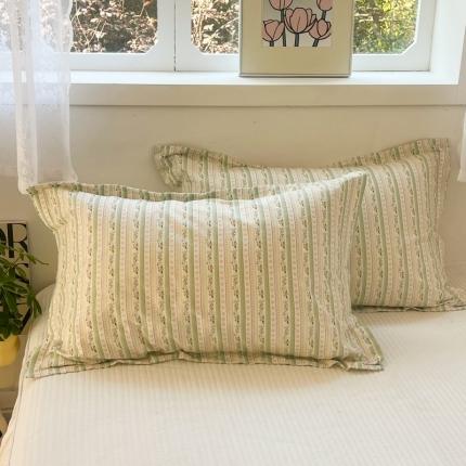 91家纺网 家纺一手货源 找家纺 百寐 2023新款13372全棉印花信封枕套加大宜家大枕芯保护套 清雅