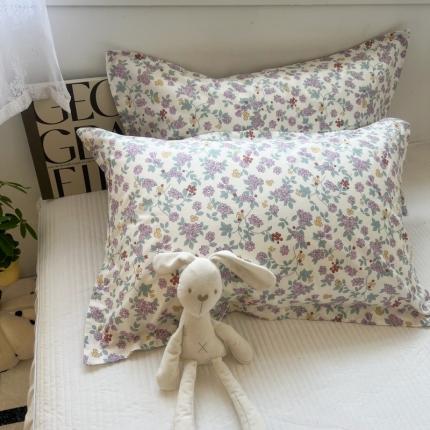 91家纺网 家纺一手货源 找家纺 百寐 2023新款13372全棉印花信封枕套加大宜家大枕芯保护套 紫悦