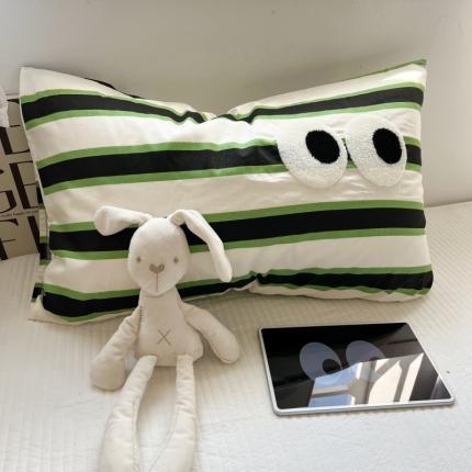 91家纺网 家纺一手货源 找家纺 （总）百寐 2023新款混搭毛巾绣大眼睛13372全棉枕套多巴胺组合