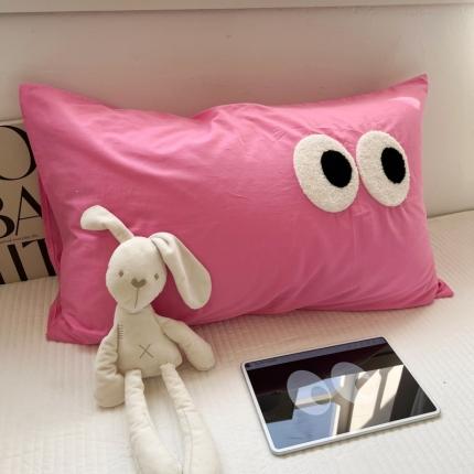 91家纺网 家纺一手货源 找家纺 （总）百寐 2023新款混搭毛巾绣大眼睛13372全棉枕套多巴胺组合