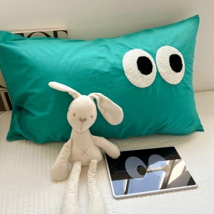 91家纺网 家纺一手货源 找家纺 （总）百寐 2023新款混搭毛巾绣大眼睛13372全棉枕套多巴胺组合