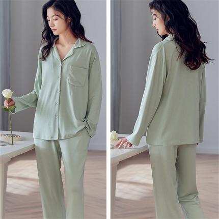 洛兰沙 纯棉情侣睡衣开衫长袖长裤家居服可外穿ZX248女款