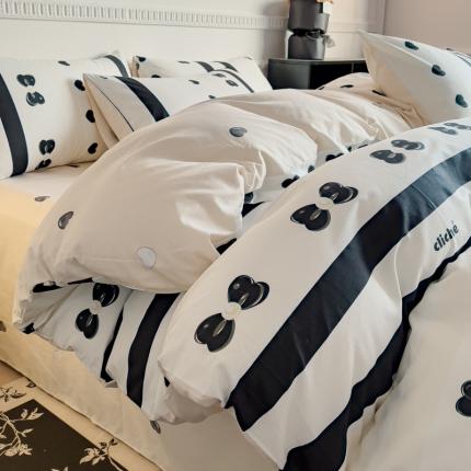 91家纺网 家纺一手货源 找家纺 （总）金丝鸟 2023秋冬新品全棉简约条格小清新四件套