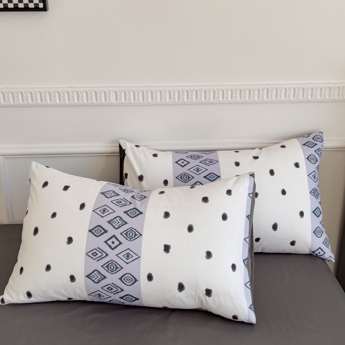 91家纺网 家纺一手货源 找家纺 金丝鸟 2023秋冬新品全棉简约条格小清新四件套 波西格纹