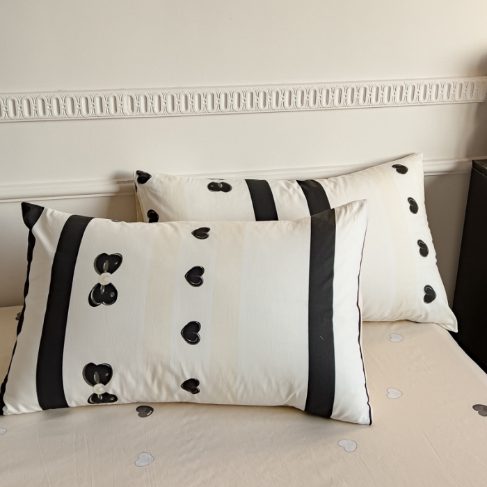 91家纺网 家纺一手货源 找家纺 金丝鸟 2023秋冬新品全棉简约条格小清新四件套 黑珍珠