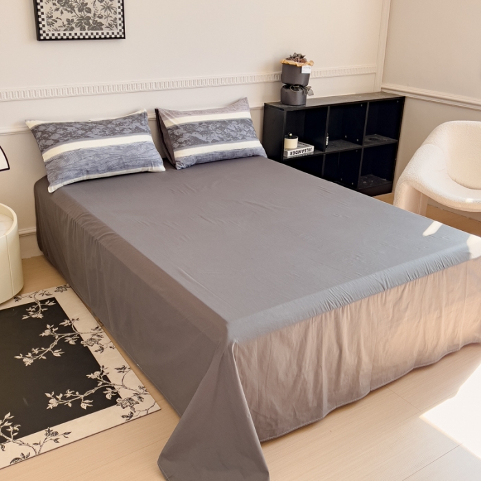 91家纺网 家纺一手货源 找家纺 金丝鸟 2023秋冬新品全棉简约条格小清新四件套 经年